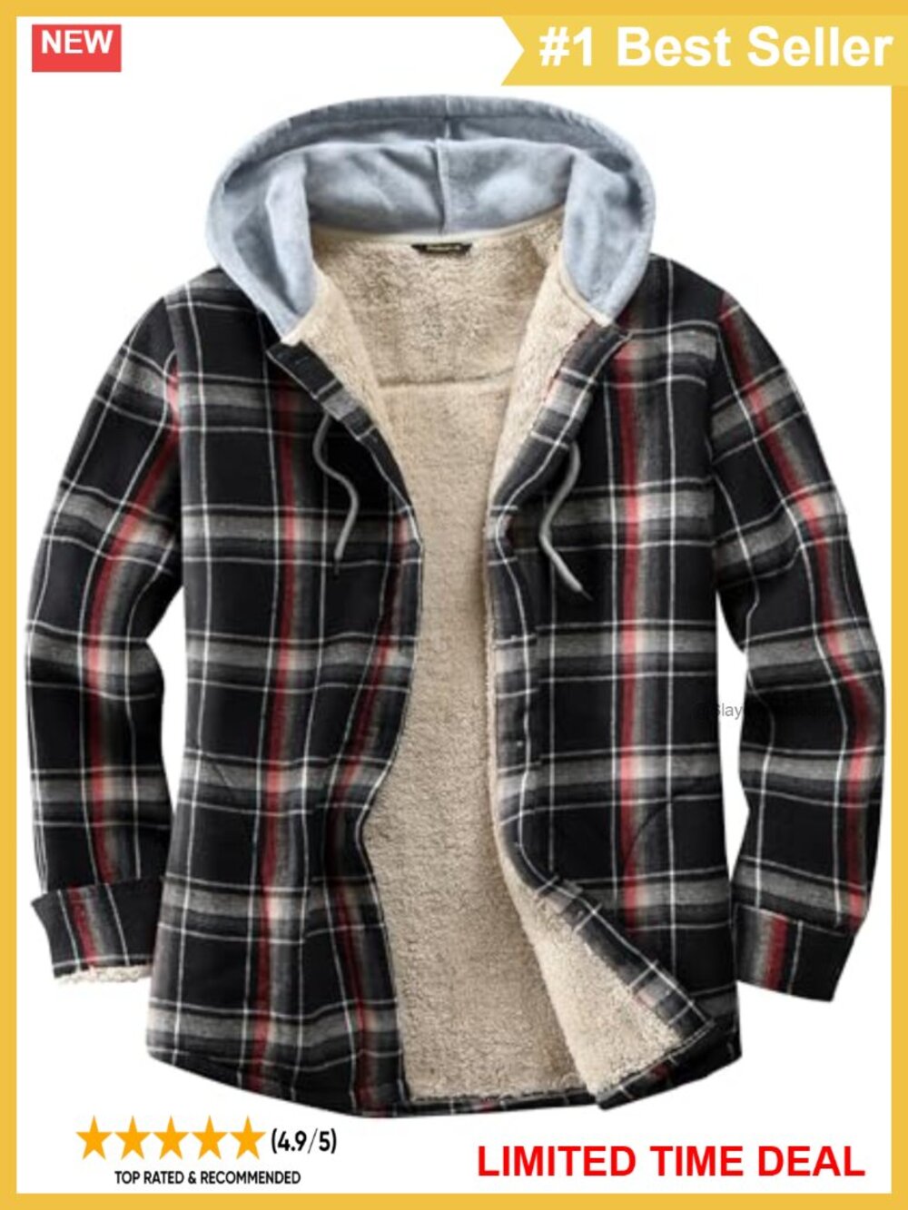 Women Sherpa Lined Flannel Shirt Jacket Cotton Plaid Button Down